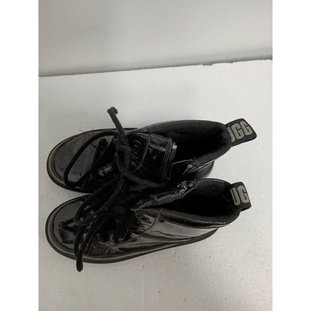 UGG‎ Robbley Glitter Combat Boots Girls Size 1 Black Chunky Outdoor Shoes